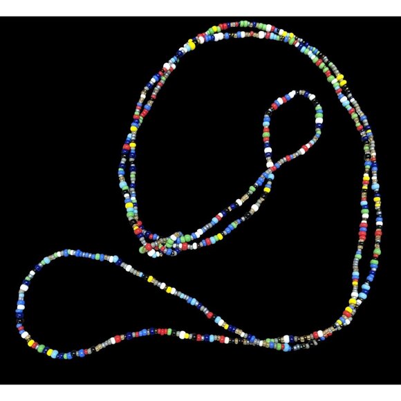 Casual Rainbow Glass Seed Beaded Knotted Necklace - Picture 1 of 4